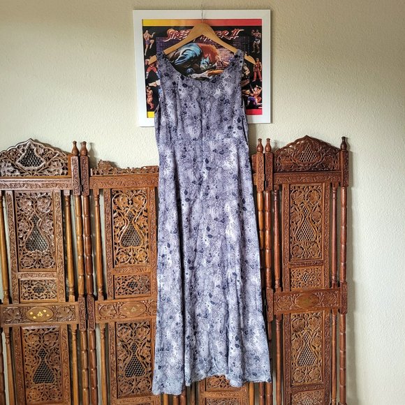 Vintage 90s Maxi Formal Gray Floral Dress - Picture 10 of 11
